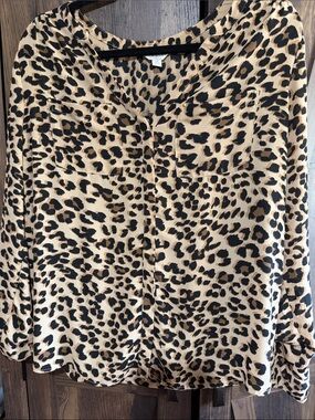 Guess Leopard Print Button-Down Shirt - Beige & Black